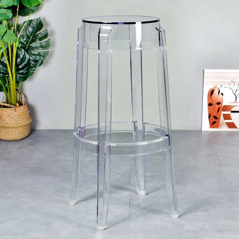 Taburete de bar plástico sin respaldo sin brazos moderno para sala de estar con pedal de plástico