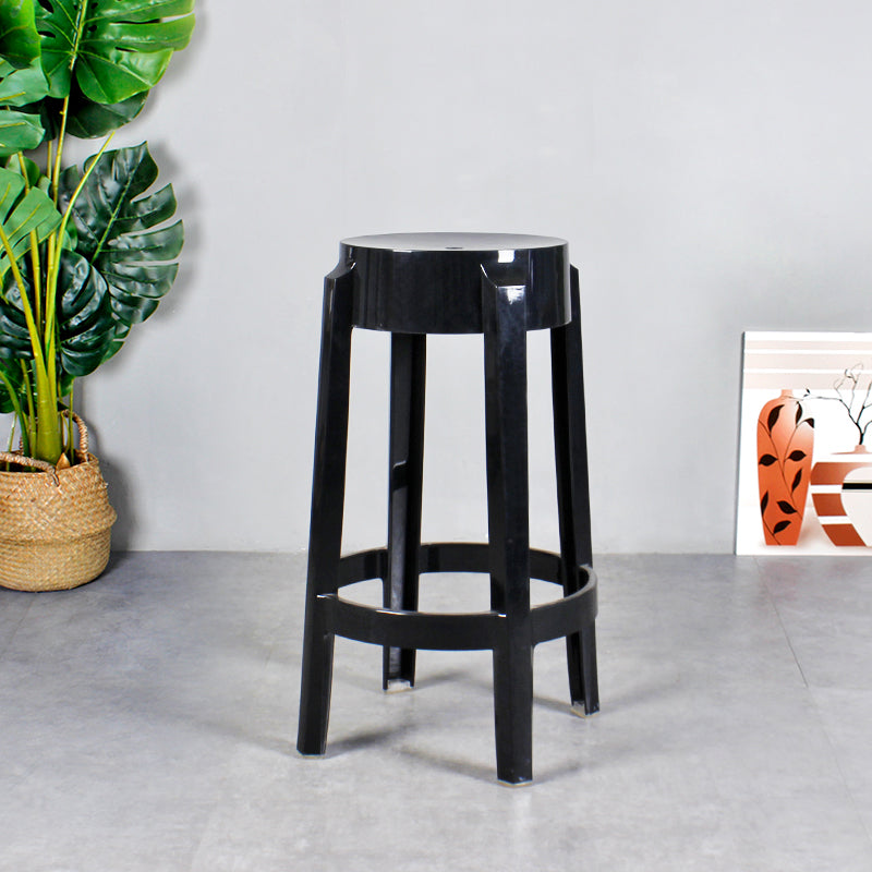 Taburete de bar plástico sin respaldo sin brazos moderno para sala de estar con pedal de plástico
