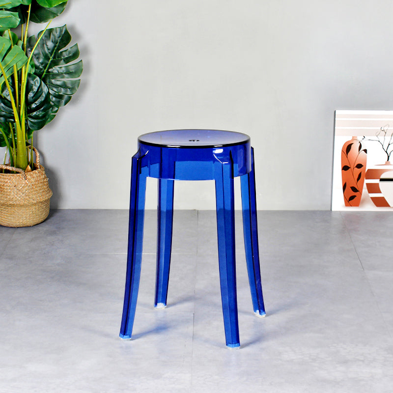 Moderner, armloser, rückenfreier Thekenhocker aus Kunststoff, Wohnzimmer-Barhocker mit Kunststoffpedal