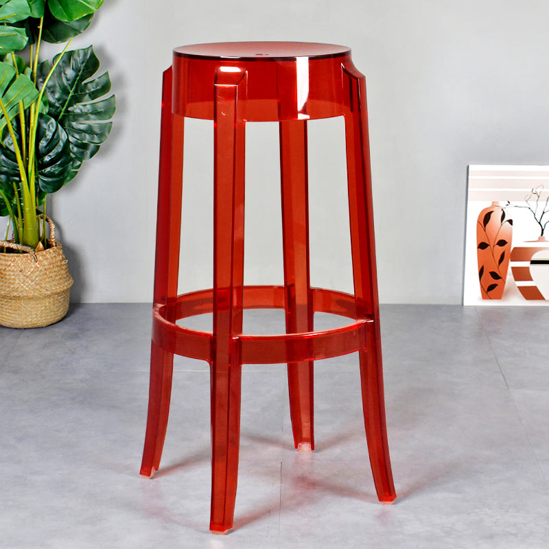 Taburete de bar plástico sin respaldo sin brazos moderno para sala de estar con pedal de plástico