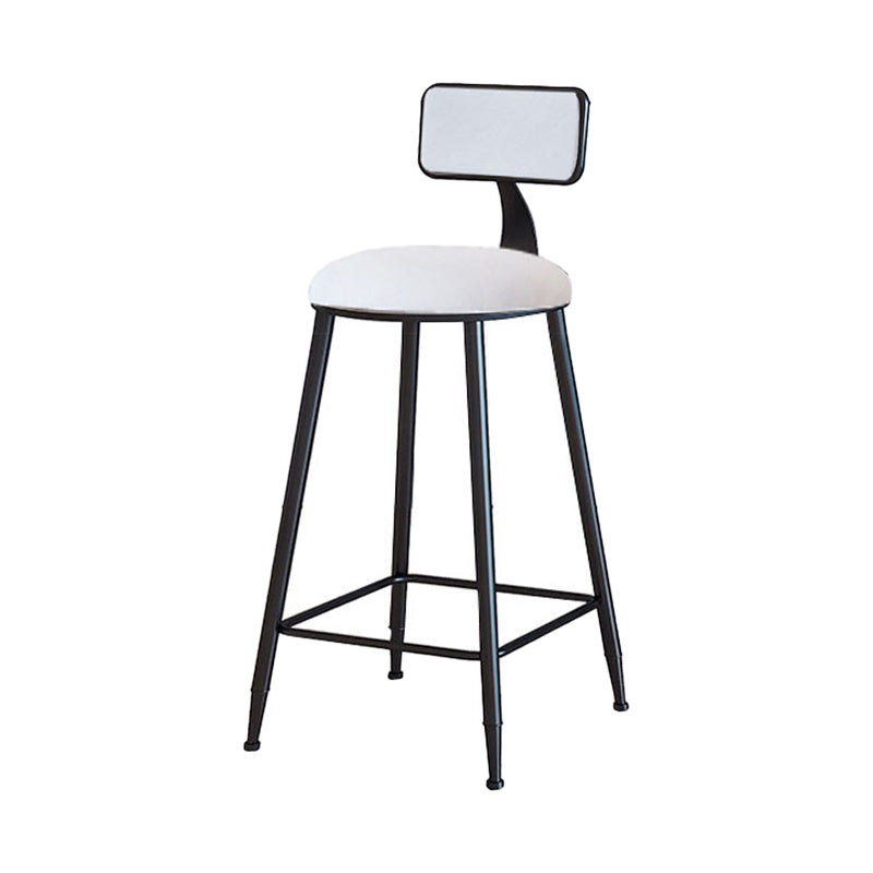 Modern Armless Backrest Counter Stool Iron Household Bar Stool with Velvet Cushion