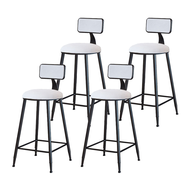 Modern Armless Backrest Counter Stool Iron Household Bar Stool with Velvet Cushion