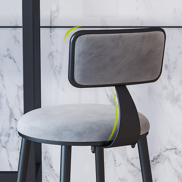 Modern Armless Backrest Counter Stool Iron Household Bar Stool with Velvet Cushion