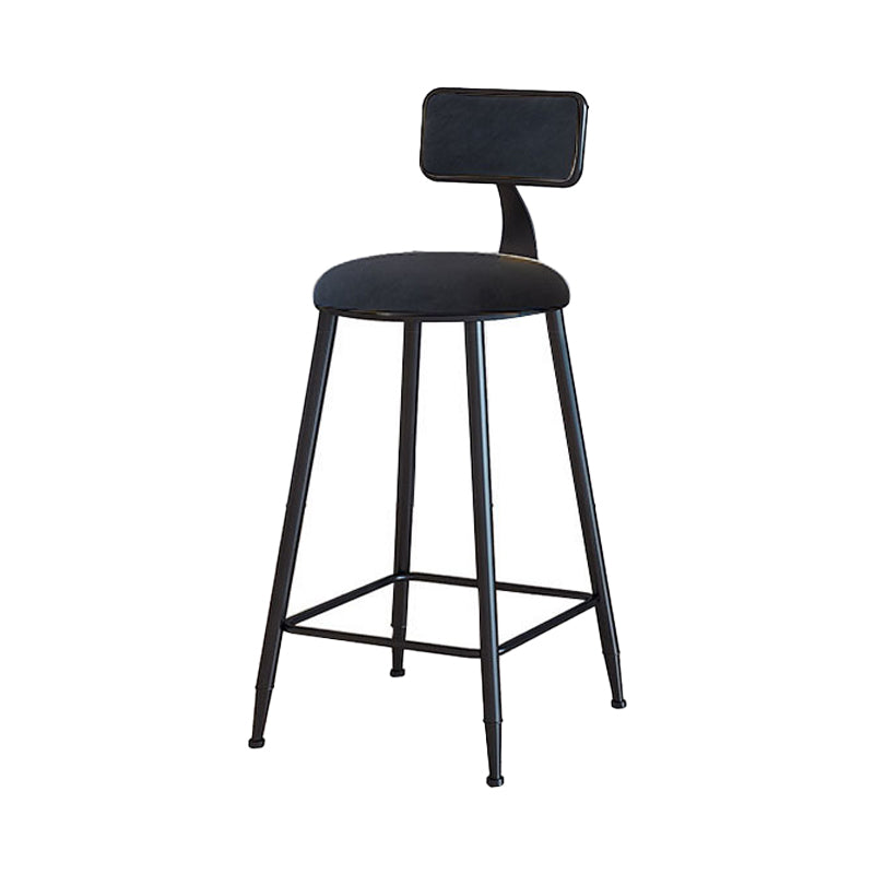 Modern Armless Backrest Counter Stool Iron Household Bar Stool with Velvet Cushion