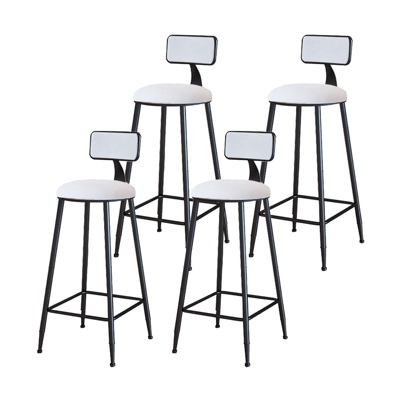 Modern Armless Backrest Counter Stool Iron Household Bar Stool with Velvet Cushion