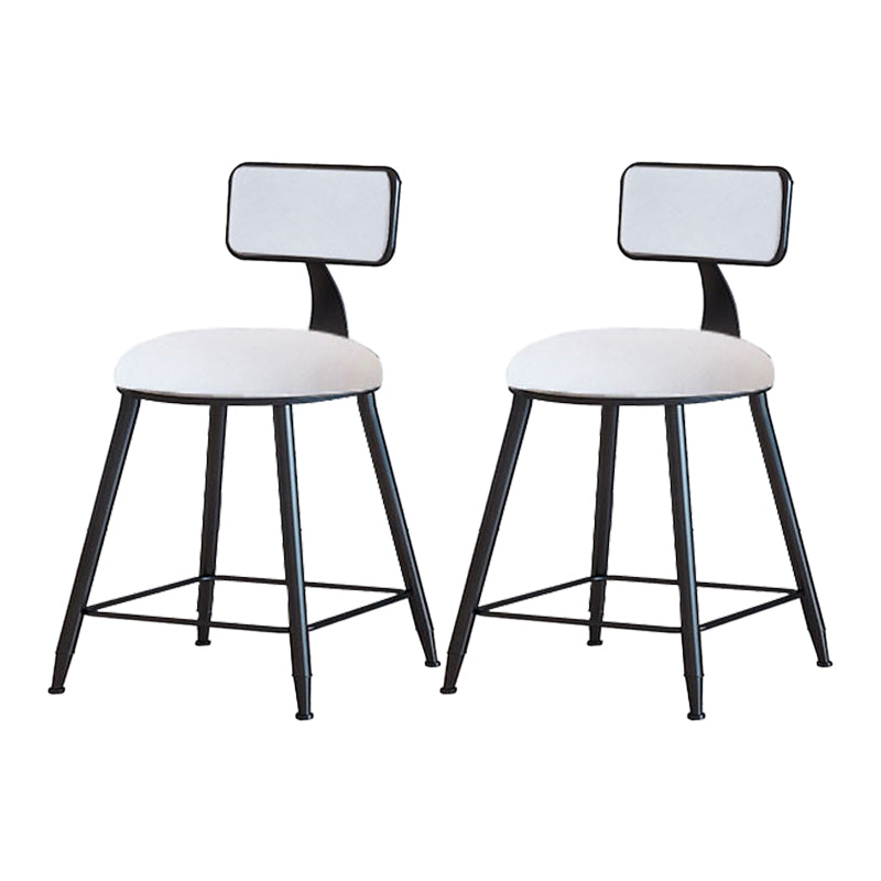 Modern Armless Backrest Counter Stool Iron Household Bar Stool with Velvet Cushion