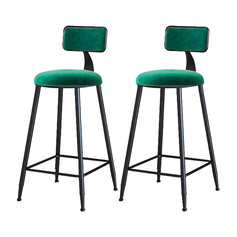 Modern Armless Backrest Counter Stool Iron Household Bar Stool with Velvet Cushion
