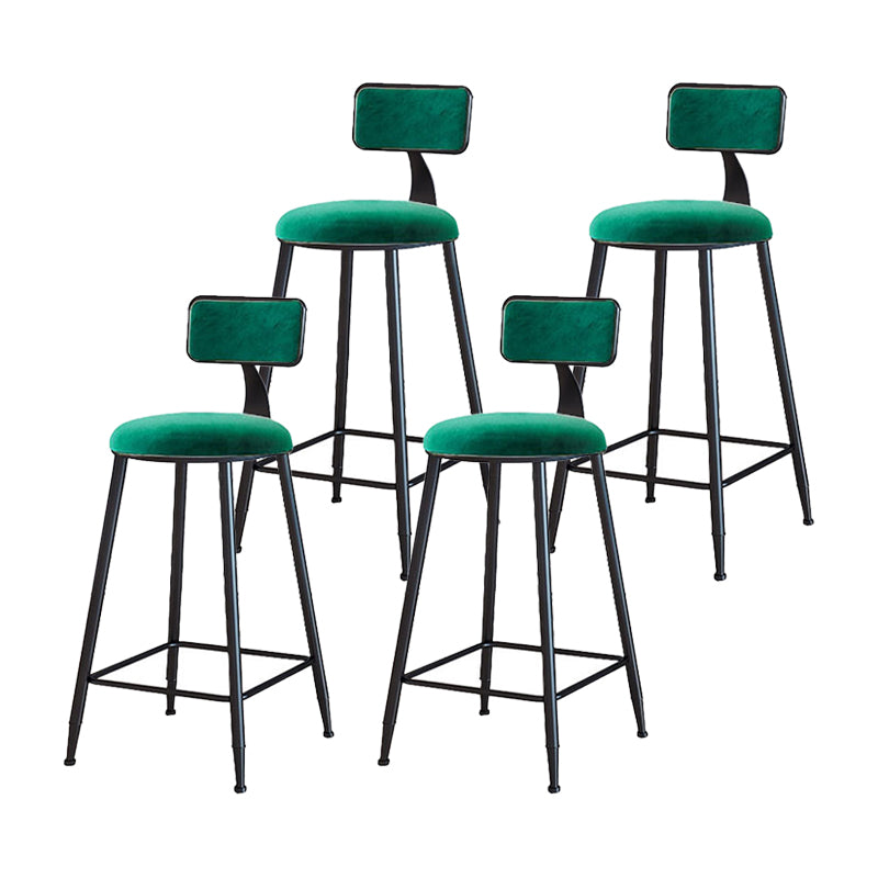 Modern Armless Backrest Counter Stool Iron Household Bar Stool with Velvet Cushion