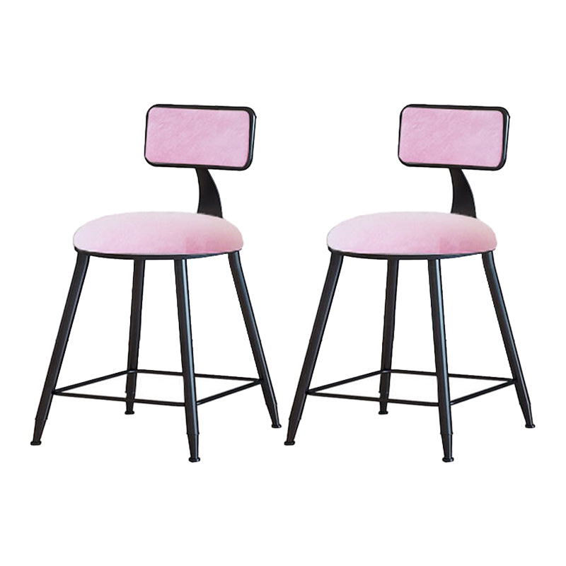 Modern Armless Backrest Counter Stool Iron Household Bar Stool with Velvet Cushion