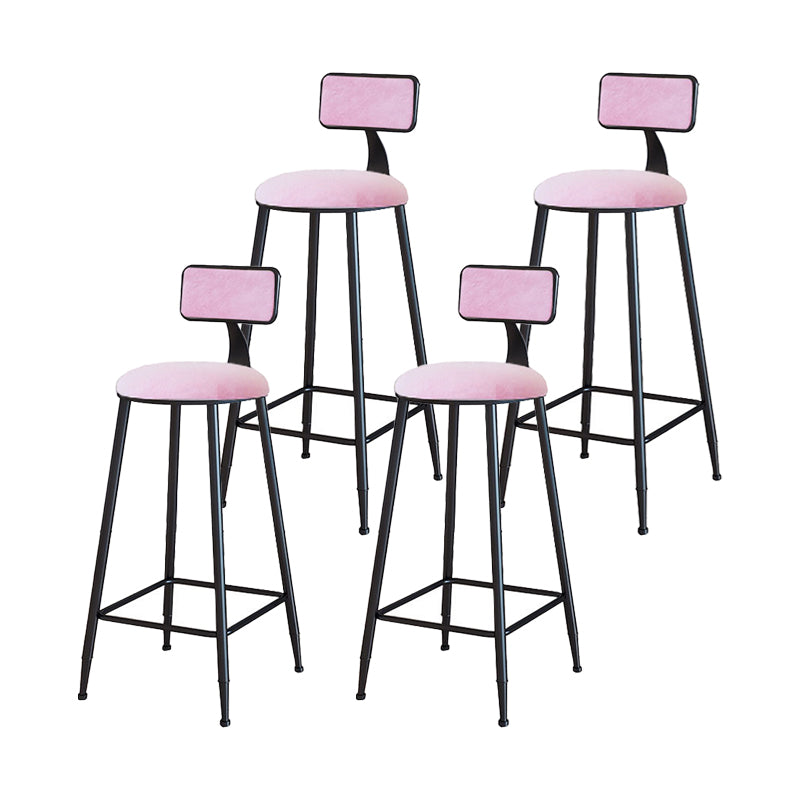 Modern Armless Backrest Counter Stool Iron Household Bar Stool with Velvet Cushion