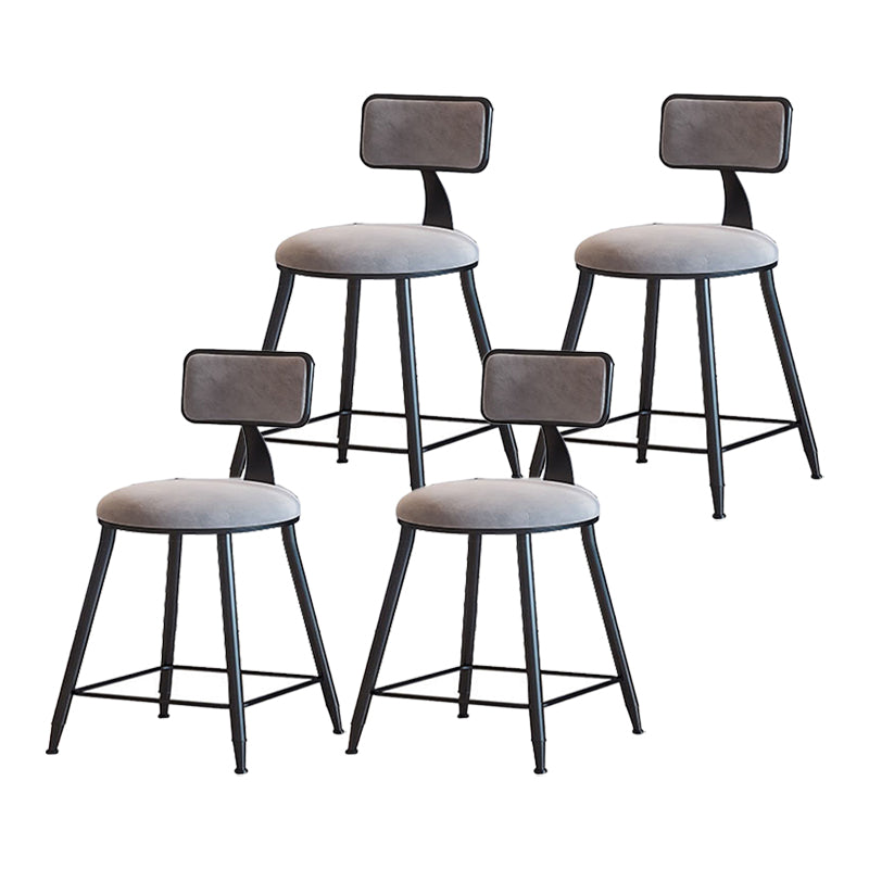 Modern Armless Backrest Counter Stool Iron Household Bar Stool with Velvet Cushion