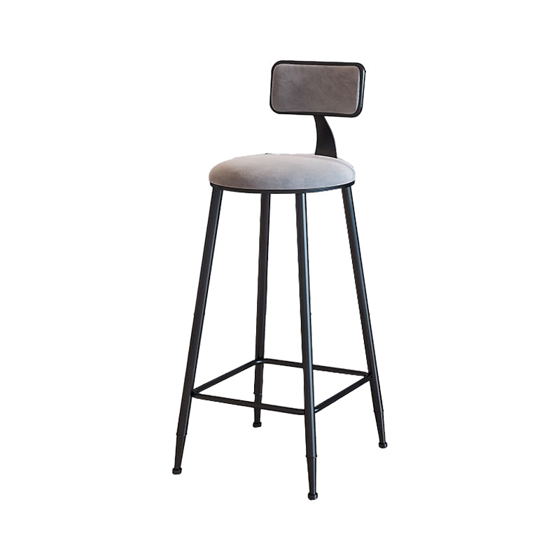 Modern Armless Backrest Counter Stool Iron Household Bar Stool with Velvet Cushion