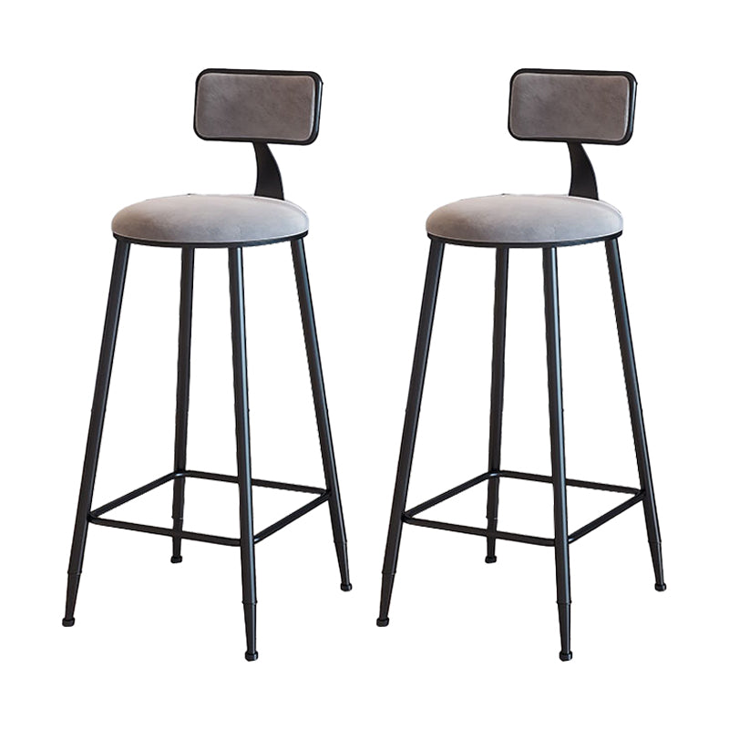 Modern Armless Backrest Counter Stool Iron Household Bar Stool with Velvet Cushion