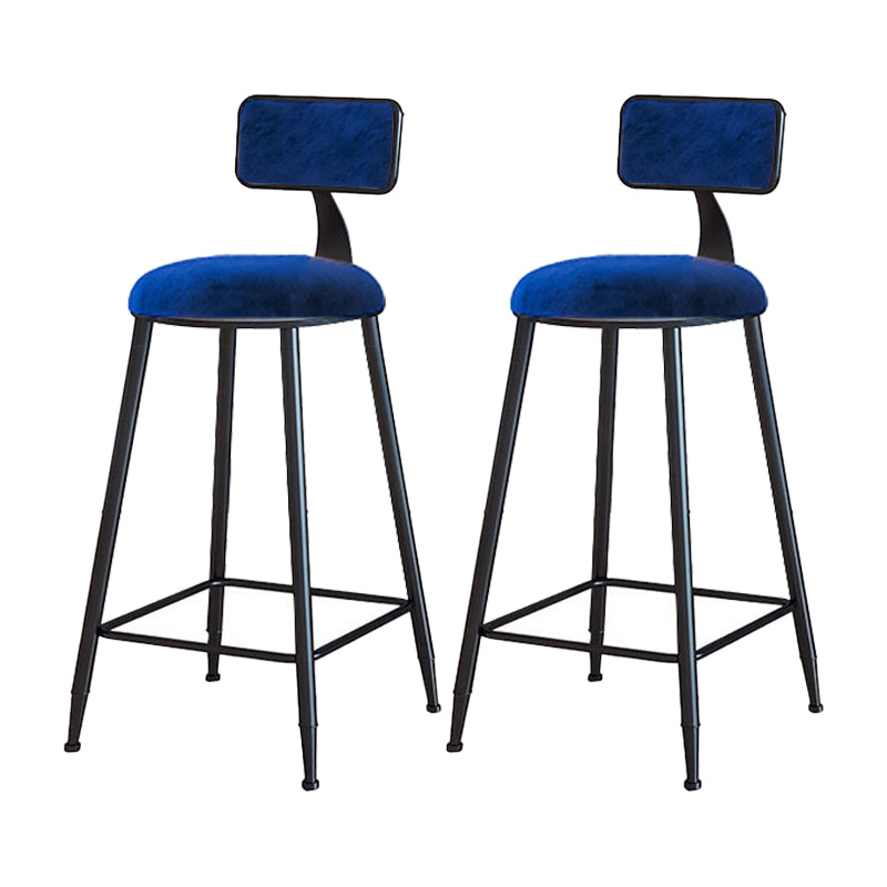 Modern Armless Backrest Counter Stool Iron Household Bar Stool with Velvet Cushion
