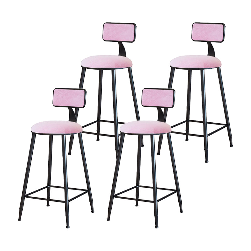 Modern Armless Backrest Counter Stool Iron Household Bar Stool with Velvet Cushion