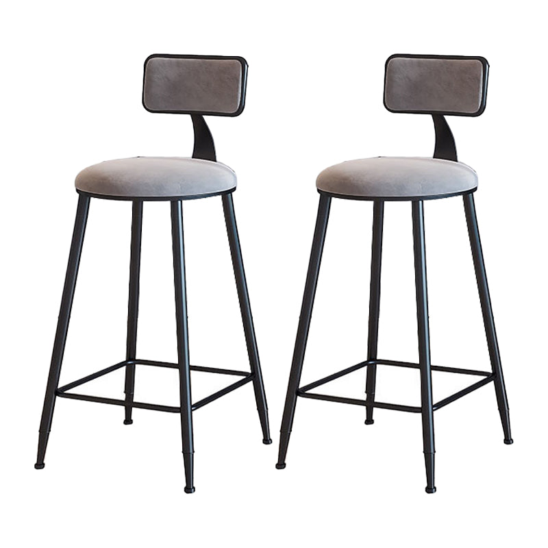 Modern Armless Backrest Counter Stool Iron Household Bar Stool with Velvet Cushion