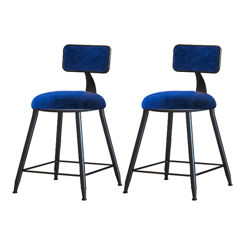 Modern Armless Backrest Counter Stool Iron Household Bar Stool with Velvet Cushion