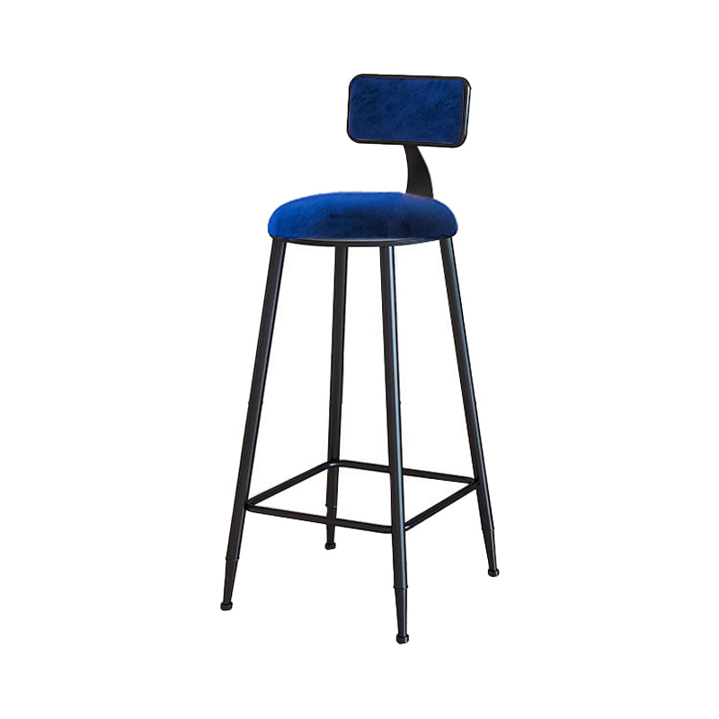 Modern Armless Backrest Counter Stool Iron Household Bar Stool with Velvet Cushion