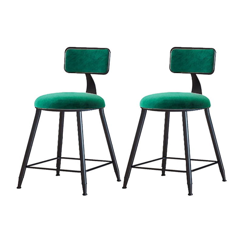 Modern Armless Backrest Counter Stool Iron Household Bar Stool with Velvet Cushion