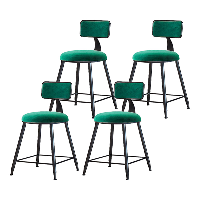 Modern Armless Backrest Counter Stool Iron Household Bar Stool with Velvet Cushion