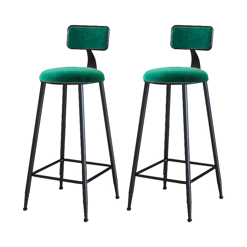 Modern Armless Backrest Counter Stool Iron Household Bar Stool with Velvet Cushion