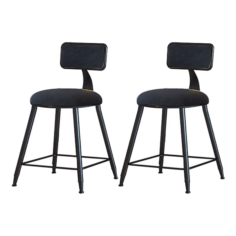 Modern Armless Backrest Counter Stool Iron Household Bar Stool with Velvet Cushion