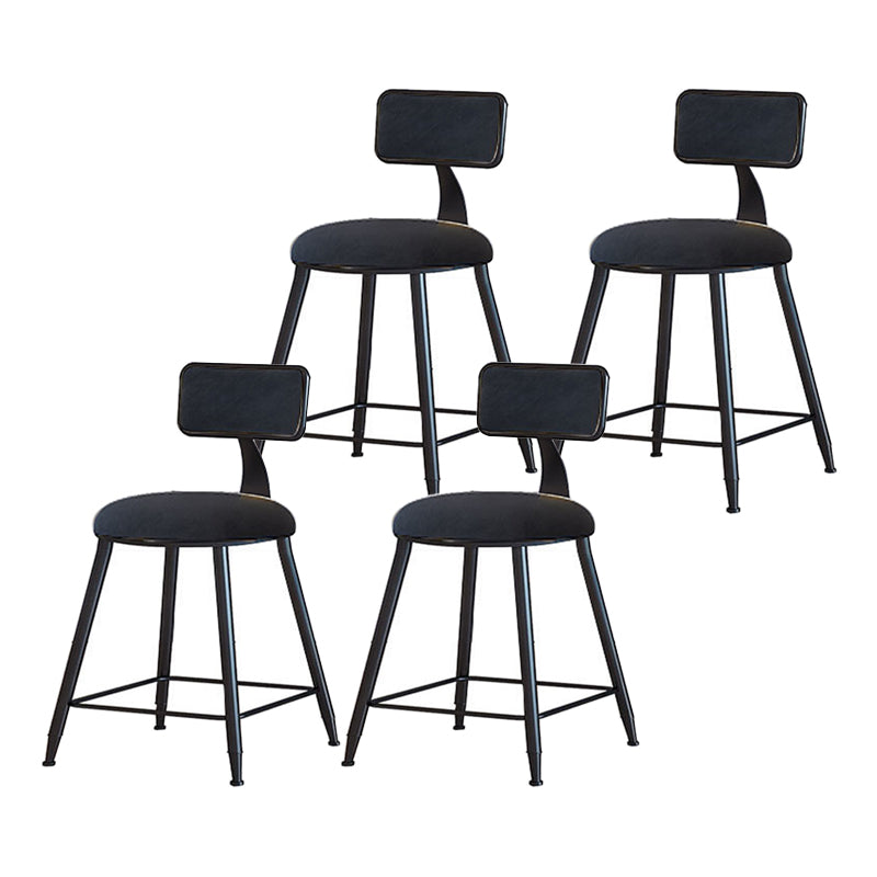 Modern Armless Backrest Counter Stool Iron Household Bar Stool with Velvet Cushion