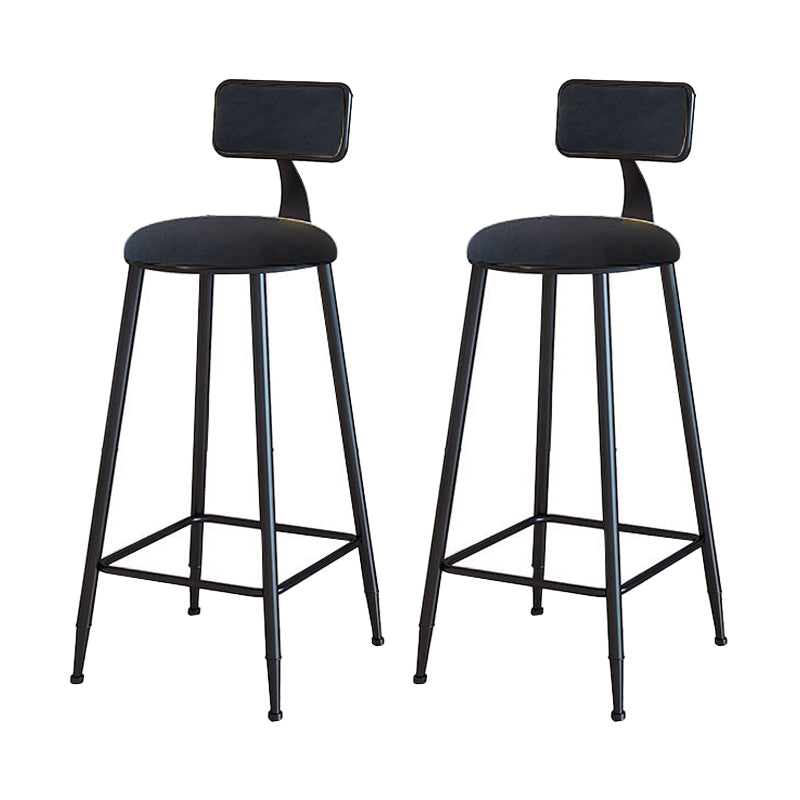 Modern Armless Backrest Counter Stool Iron Household Bar Stool with Velvet Cushion