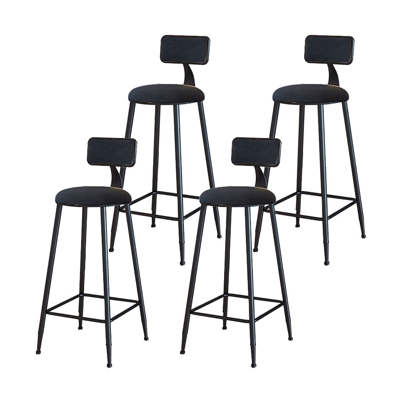 Modern Armless Backrest Counter Stool Iron Household Bar Stool with Velvet Cushion