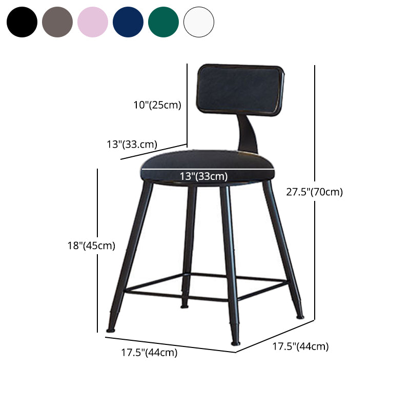 Modern Armless Backrest Counter Stool Iron Household Bar Stool with Velvet Cushion