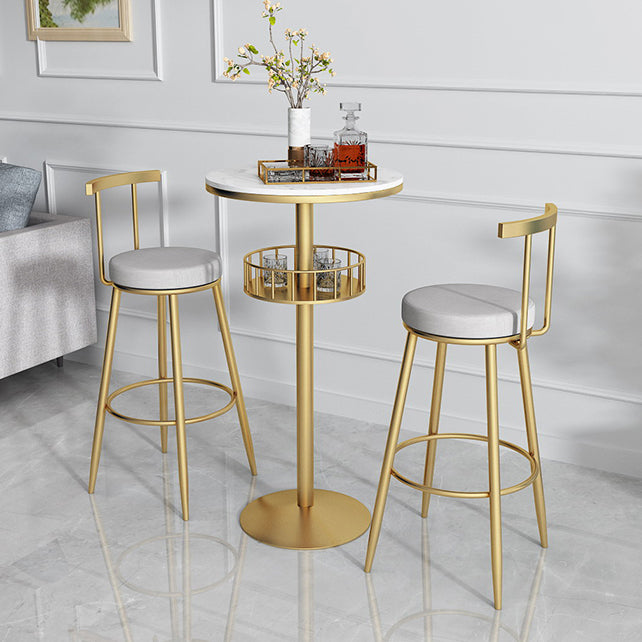 Glam Metal Upholstered Barstool Indoor Bar Stool with Iron Legs