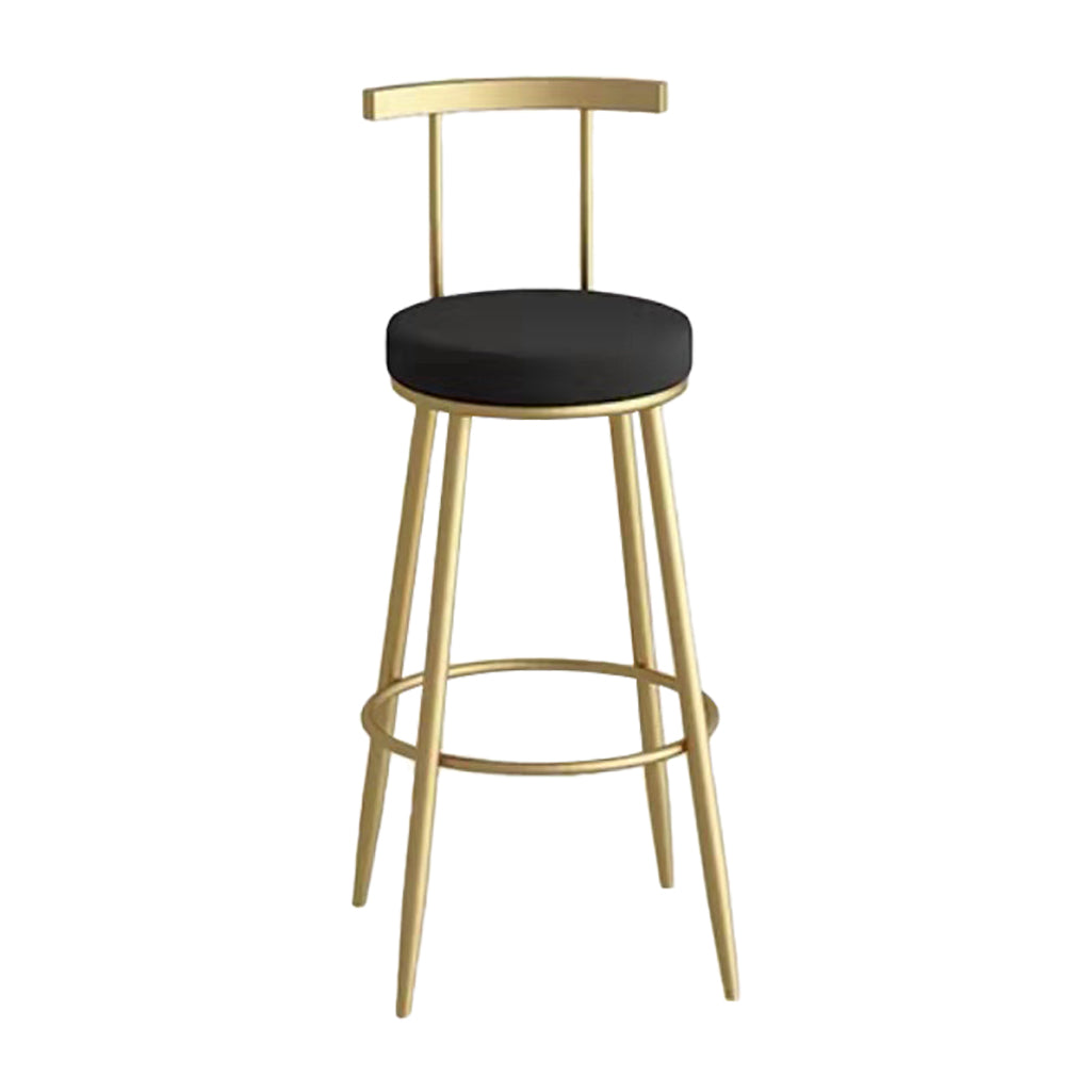 Glam Metal Upholstered Barstool Indoor Bar Stool with Iron Legs