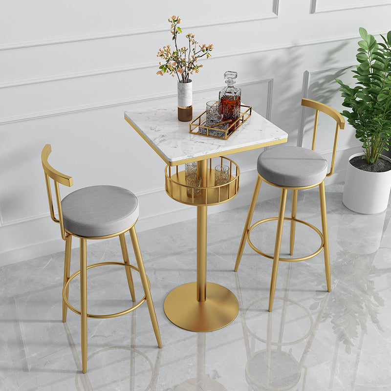 Glam Metal Upholstered Barstool Indoor Bar Stool with Iron Legs
