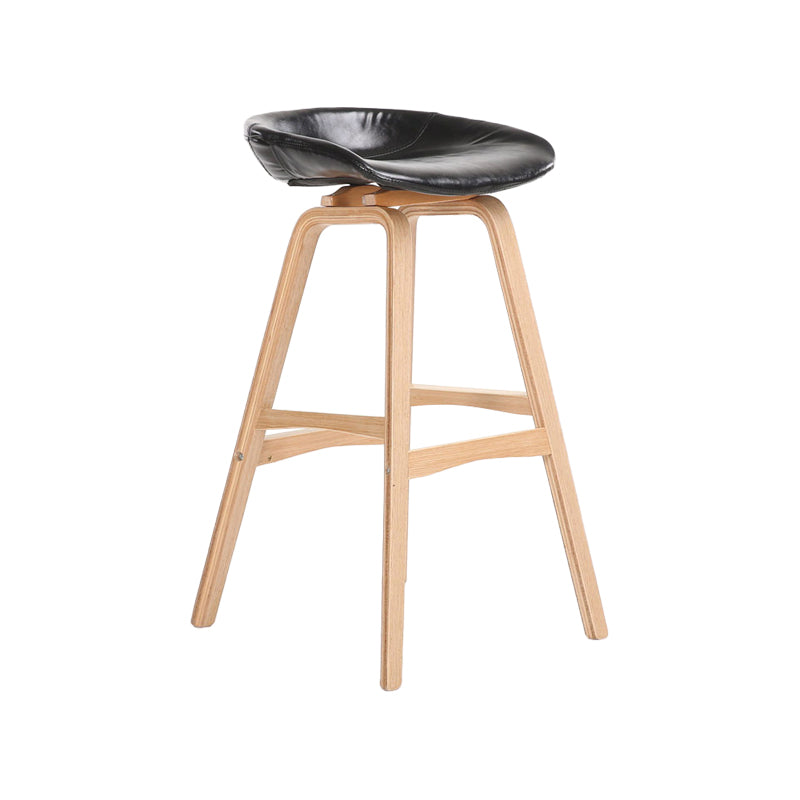 Modern Backless Barstool Indoor Wood Bar Stool with Acrylic Seat
