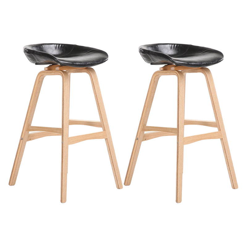 Modern Backless Barstool Indoor Wood Bar Stool with Acrylic Seat