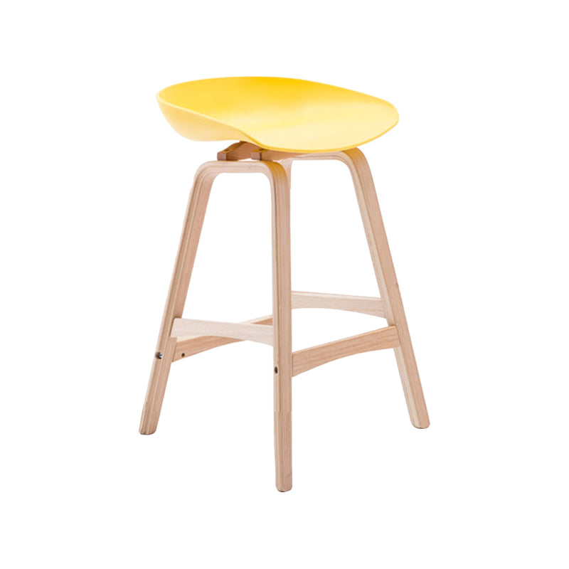 Modern Backless Barstool Indoor Wood Bar Stool with Acrylic Seat