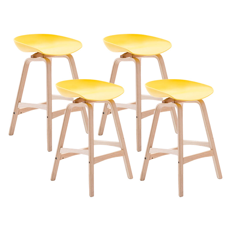 Modern Backless Barstool Indoor Wood Bar Stool with Acrylic Seat