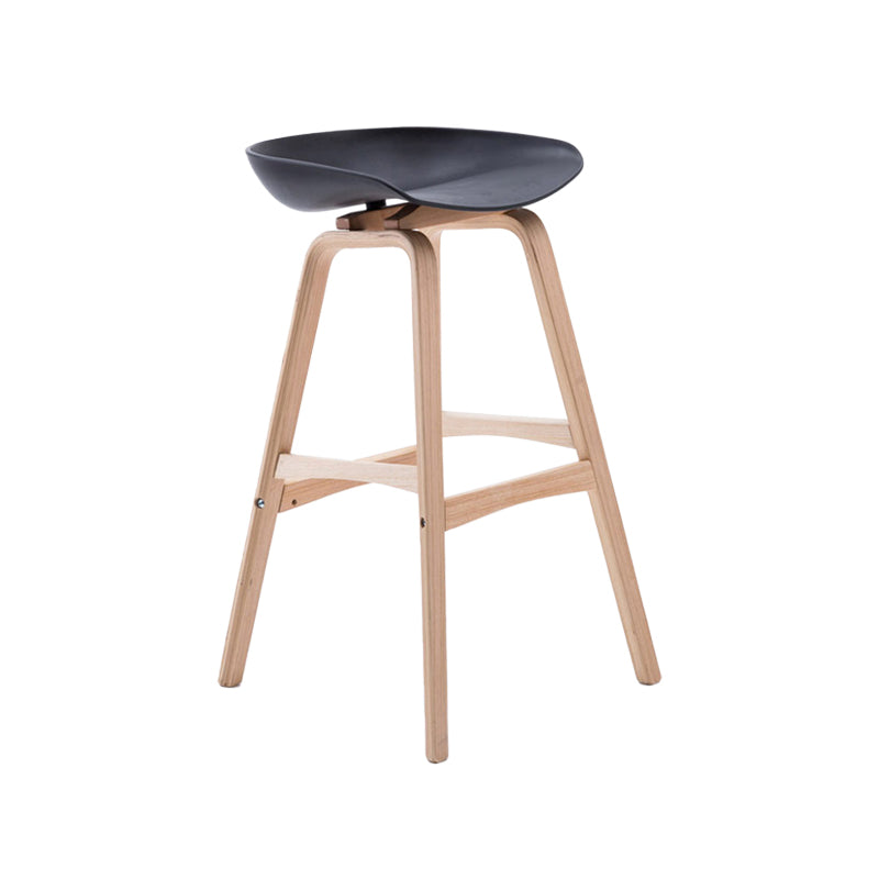 Modern Backless Barstool Indoor Wood Bar Stool with Acrylic Seat