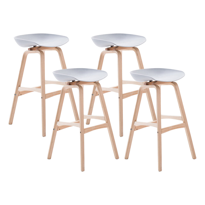 Modern Backless Barstool Indoor Wood Bar Stool with Acrylic Seat