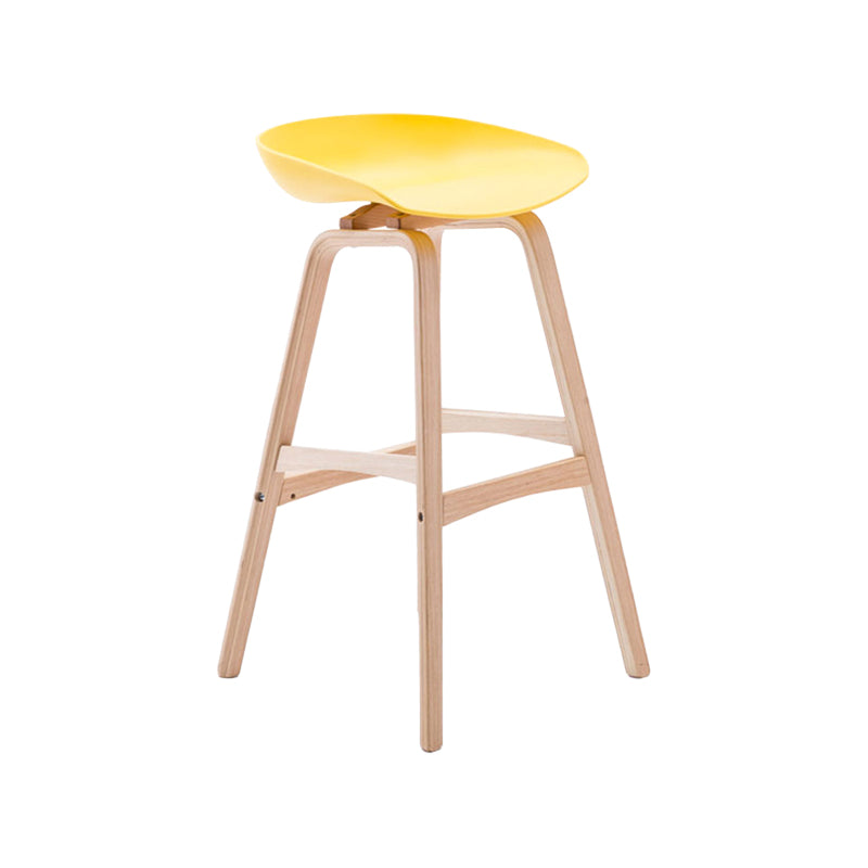 Modern Backless Barstool Indoor Wood Bar Stool with Acrylic Seat