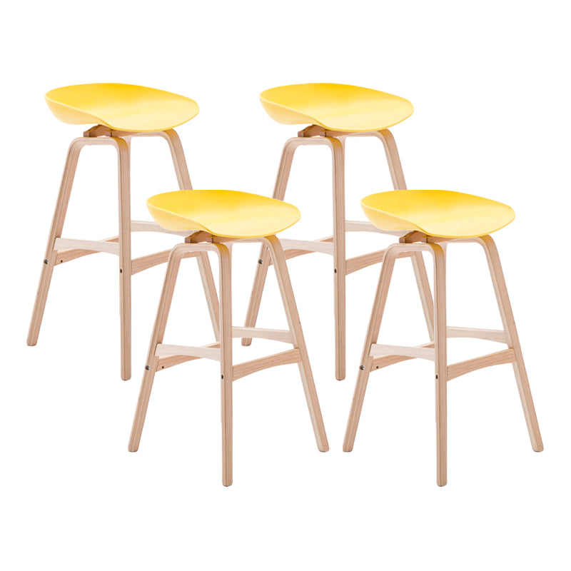 Modern Backless Barstool Indoor Wood Bar Stool with Acrylic Seat