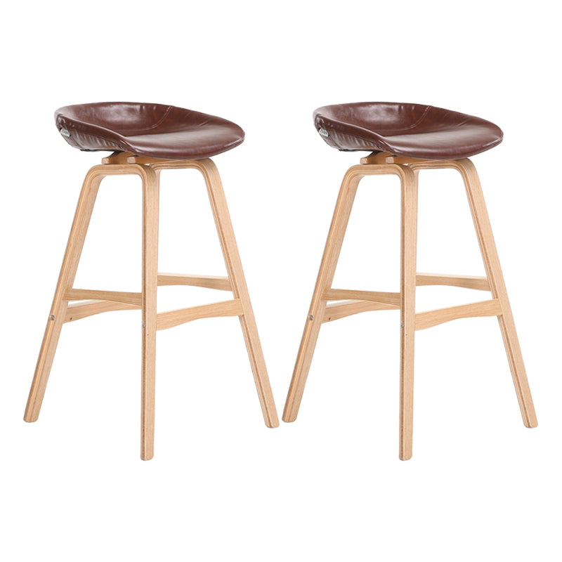 Modern Backless Barstool Indoor Wood Bar Stool with Acrylic Seat