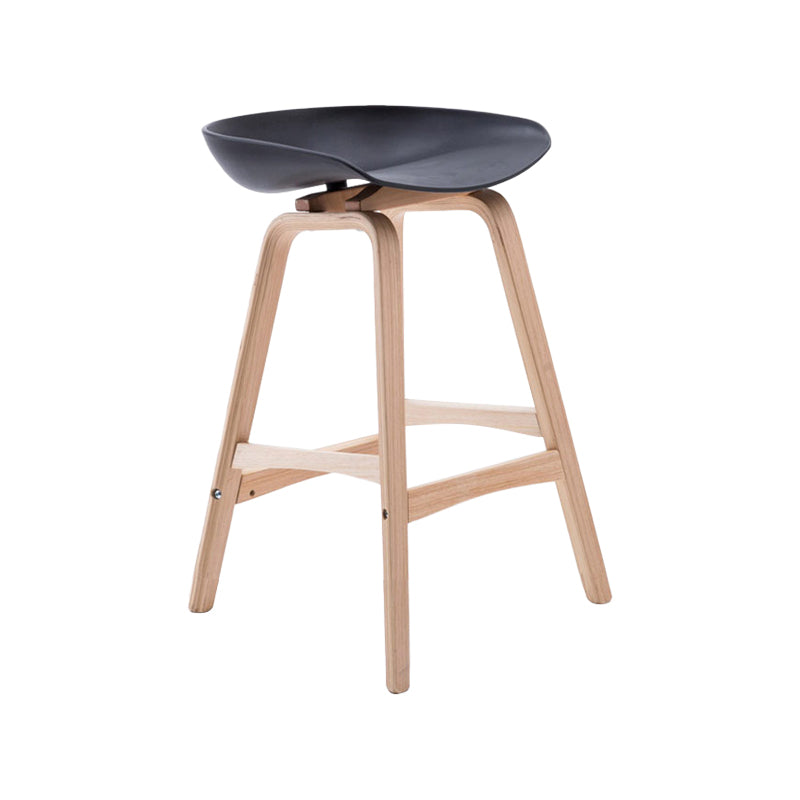 Modern Backless Barstool Indoor Wood Bar Stool with Acrylic Seat