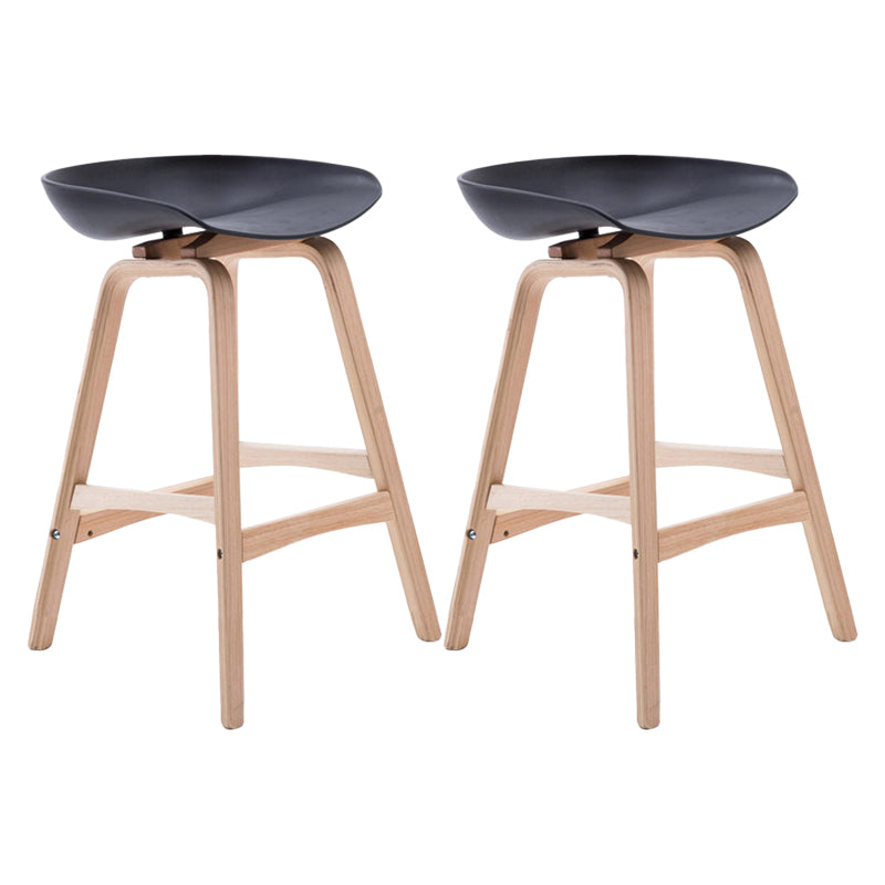 Modern Backless Barstool Indoor Wood Bar Stool with Acrylic Seat