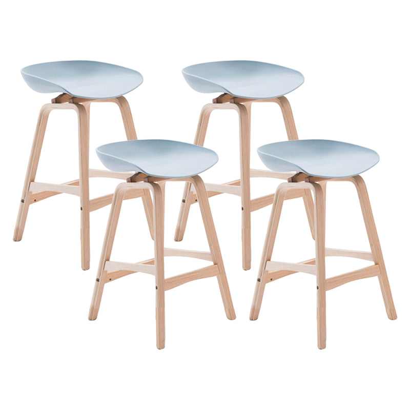 Modern Backless Barstool Indoor Wood Bar Stool with Acrylic Seat