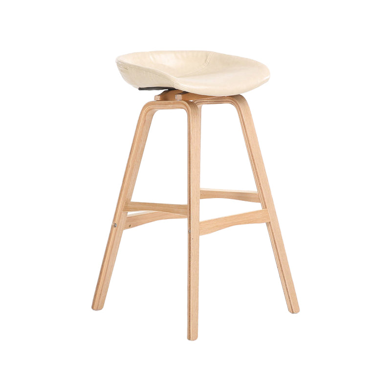 Modern Backless Barstool Indoor Wood Bar Stool with Acrylic Seat
