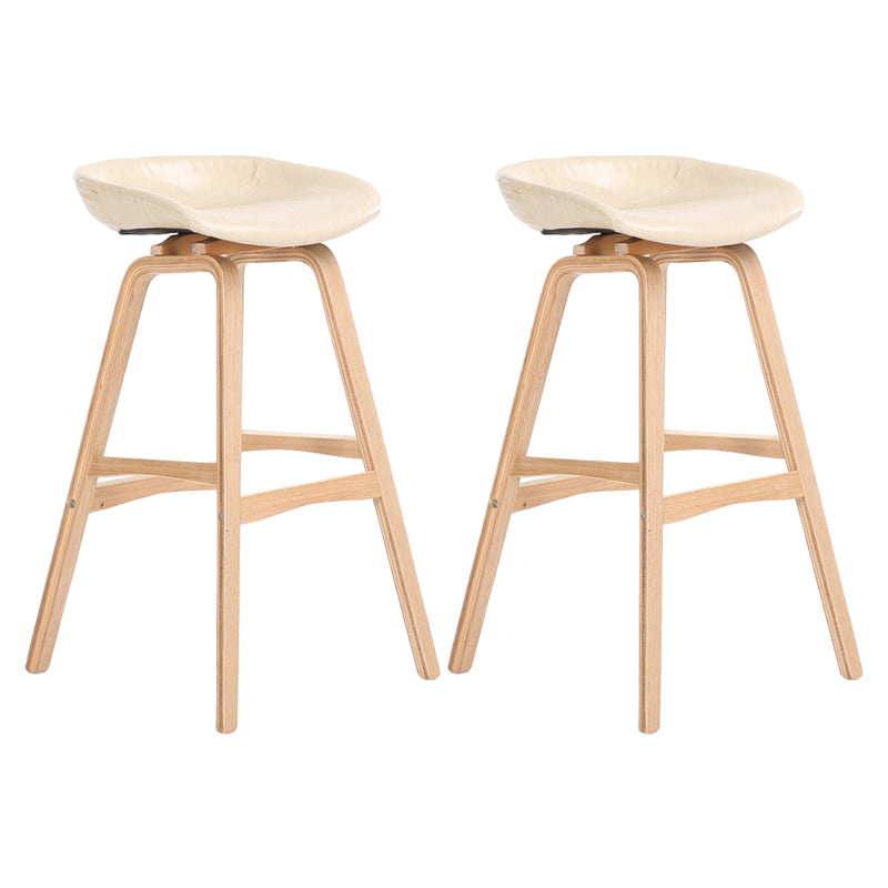 Modern Backless Barstool Indoor Wood Bar Stool with Acrylic Seat