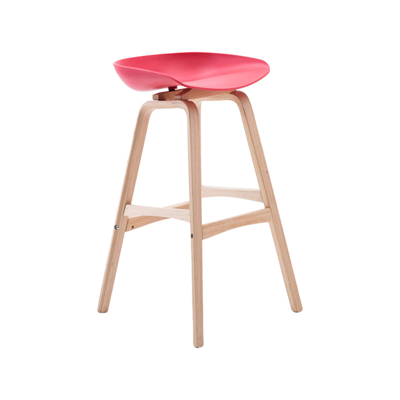Modern Backless Barstool Indoor Wood Bar Stool with Acrylic Seat