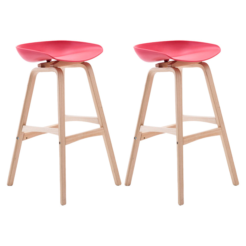 Modern Backless Barstool Indoor Wood Bar Stool with Acrylic Seat