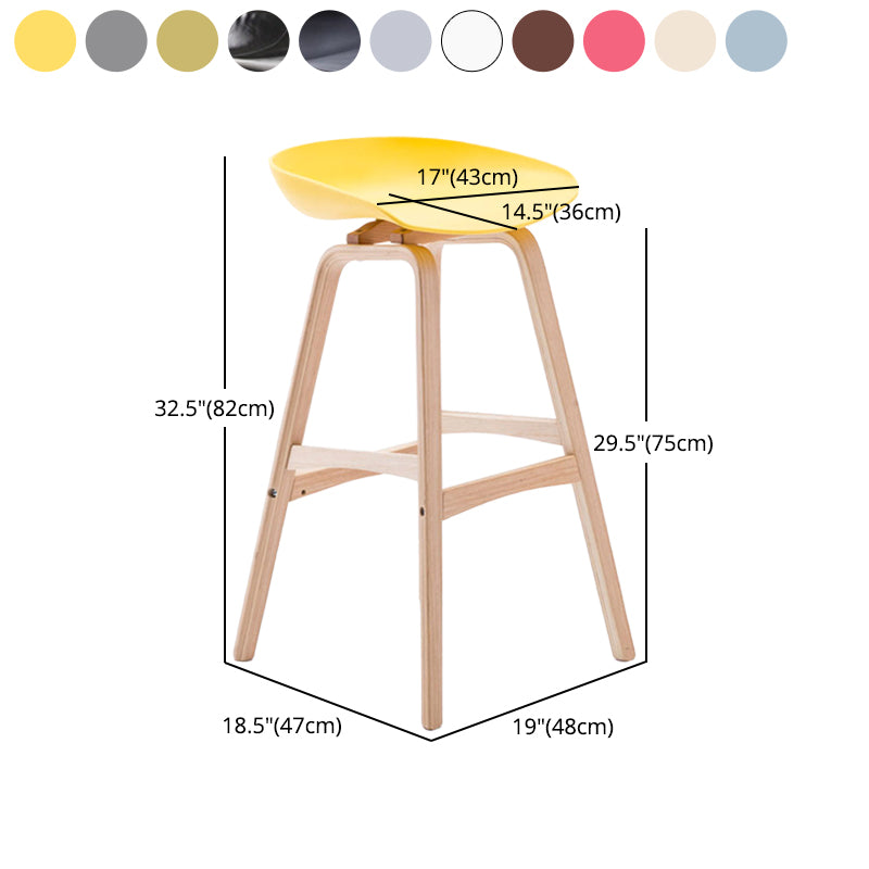 Modern Backless Barstool Indoor Wood Bar Stool with Acrylic Seat